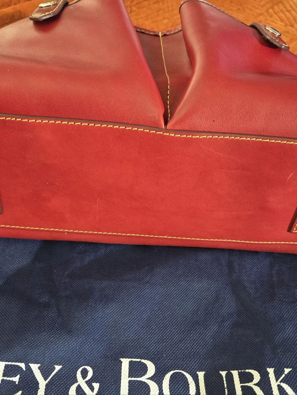 :Dooney & Bourke Florentine Leather Satchel Red Large 14" Dust Bag & Coin Pouch - Picture 3 of 12